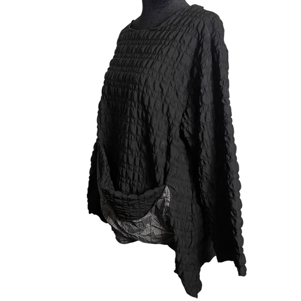 Heydari Black Textured Oversized Asymmetrical Lagenlook Top Size M - Picture 4 of 8